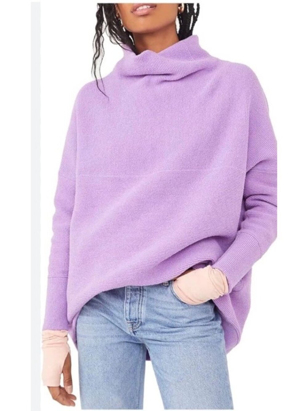 Free People Ottoman Slouchy Tunic Knit Sweater Women's Small Glowing Grape NWT! - Picture 2 of 10